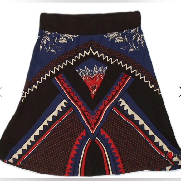 DESIGUAL WOMENS GRAPHIC A-LINE SKIRT PATCHWORK - Picture 1 of 7